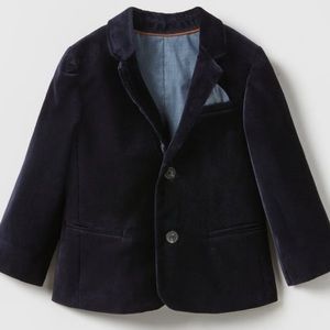 NWT ZARA Kids Velvet Suit Jacket Navy Sz 18-24 Months